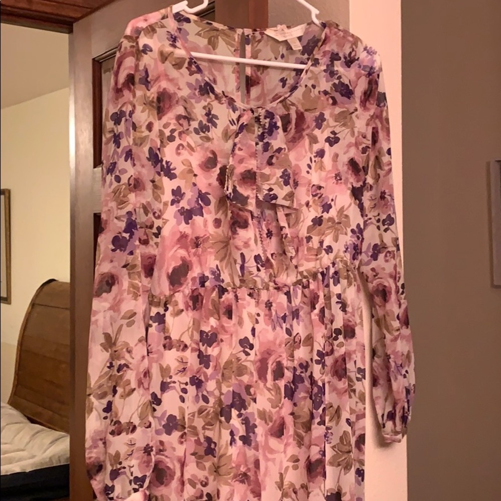 Lauren Conrad long sleeve floral Maxi dress sz10